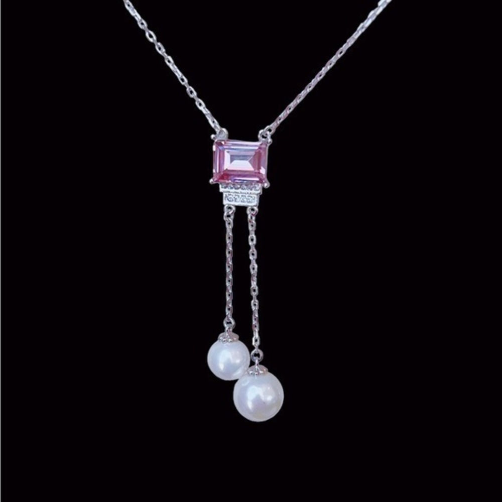 Sterling Silver Blue/ yellow/ pink Swarovski crystal Necklace